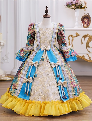  Rokoko Steampunk schick Maxi Partykostüm Zubehör Glockenärmel Prinzessin Schleife Retro Ballkleid Spitzkragen Kostüm Mädchen königlich Weihnachten Halloween Karneval Maskerade Hochzeitsfeier Festival