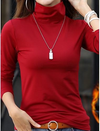  Női Blúz Tömör szín Stílusos Alkalmi Hosszú ujj Körgallér Normál felsők Napi Fodrozott Fekete Fehér Bor Barna Lóhere Tavasz Ősz Tél