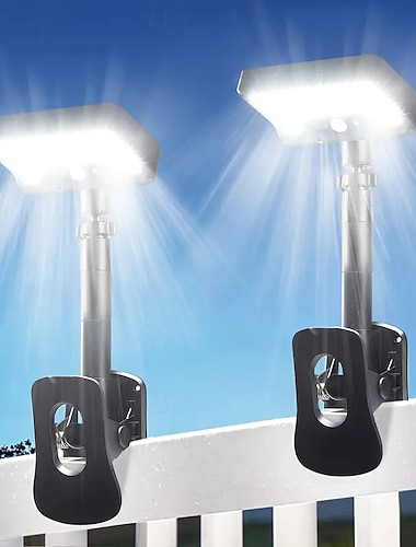 Luminária solar externa de parede à prova d'água IP65 600 lúmens, luz solar externa de fácil instalação com clipe, 3 modos para jardins, garagens, cercas e pátios, luz solar externa à prova d'água