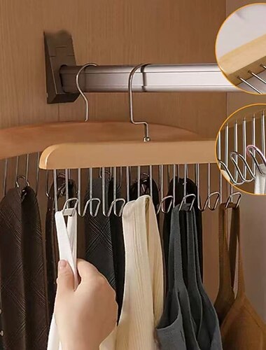  2 db-os csúszásgátló, többfunkciós fa kabátakasztó – falra szerelhető fogas kabátokhoz, sapkákhoz, táskákhoz, sálakhoz és övekhez, hálószobába &otthoni szervező