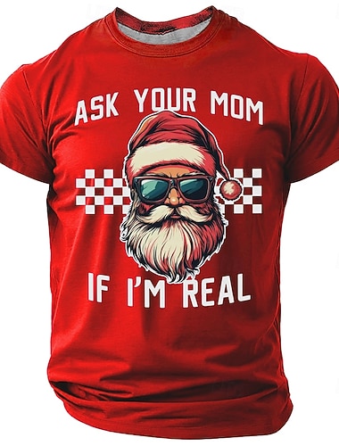  Homme T-shirt Père Noël Col ras du cou Vêtement Tenue Impression 3D Extérieur Cadeaux de Noël Soirée Manche Courte Frais Quotidien