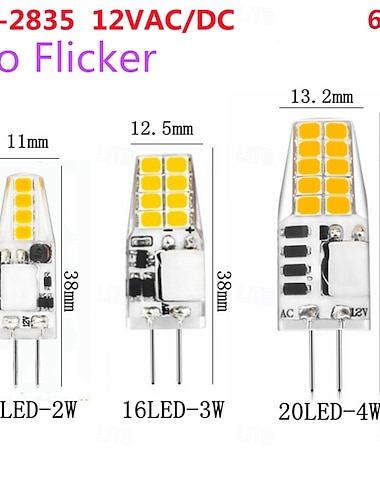  6 шт. немерцающих светодиодных лампочек smd2835 g4, 12 В переменного/постоянного тока, заменяют традиционные галогенные лампы на силикагеле для подвесного освещения