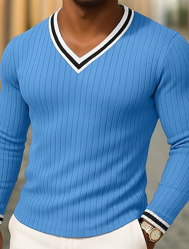 Herren Muskelshirt T-Shirt Langarm V Ausschnitt Henley Sommer Frühling Herbst Einfach Zeitgenössisch Modern Lässig Farbblock Knöpfe Basic Heim Straße Lässig Blau Grün Violett Top T-Shirt für Herren   Herren Muskelshirt T-Shirt Langarm V Ausschnitt Henley Sommer Frühling Herbst Einfach Zeitgenössisch Modern Lässig Farbblock Knöpfe Basic Heim Straße Lässig Blau Grün Violett Top T-Shirt für Herren