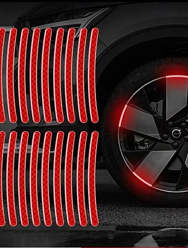  Lot de 20 autocollants réfléchissants pour jantes de voiture et motos, autocollants de sécurité phosphorescents &vélos