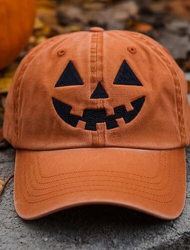  Per uomo Cappellino da Baseball Cappello da Sole Cappello da Camionista Nero Bianco 100% Cotone Ricamato Moda Casual Quotidiano Festa di Halloween Zucca Regolabile Protezione solare Traspirante