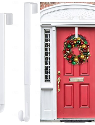  2 stk. justerbar kraftig metallkransoppheng med krok over døren. 15 til 25 tommer kranskrok støtter opptil 9 kg - perfekt til jul, halloween og påske. &takksigelse