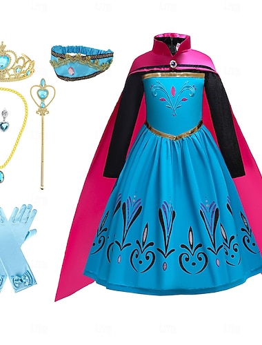 Ledové království, pohádkové šaty princezny Anny s květinovým vzorem, kostým na párty, tylové šaty, dívčí filmové cosplay cosplay halloweenské zelené (s doplňky), šaty na karneval, maškarní, kostýmy   Ledové království, pohádkové šaty princezny Anny s květinovým vzorem, kostým na párty, tylové šaty, dívčí filmové cosplay cosplay halloweenské zelené (s doplňky), šaty na karneval, maškarní, kostýmy