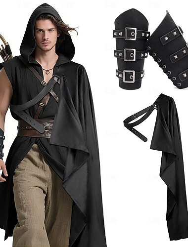  Retro Vintage Medieval Renaissance Armor Cloak Wristband Warrior Viking Fancy Dress Unisex Viking Halloween Carnival Performance LARP Ren Faire Adults Cloak Wrist Brace All Seasons
