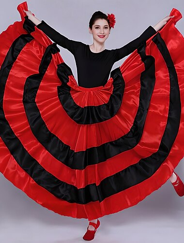  Dame Flamenco Senorita Dans Tango dansekostyme Stilfull polyester Rød Skjørte