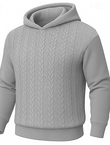  Herren Jacquard Kapuzensweatshirt Pullover Kapuzensweatshirt Schwarz Weiß Marineblau Hellgrau Dunkelgray Mit Kapuze Einfach Strukturiert Sport & Outdoor Lässig Täglich Streetwear Cool Sportbekleidung