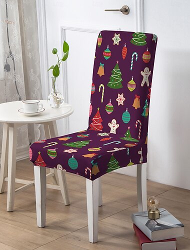 Coprisedia natalizio per sala da pranzo / coprisedia per sgabello, copridivani in poliestere con stampa geometrica, coprisedia decorativo per le feste per la casa   Coprisedia natalizio per sala da pranzo / coprisedia per sgabello, copridivani in poliestere con stampa geometrica, coprisedia decorativo per le feste per la casa