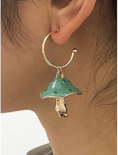  Pendientes colgantes de aleación con forma de hongo para mujer, aros colgantes de esmalte colorido, bonitos pendientes bohemios llamativos para fiestas, festivales y uso diario.