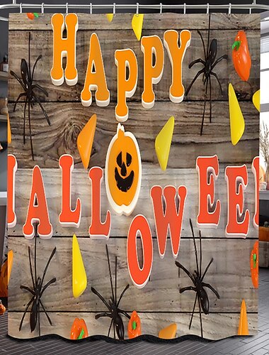  Rideau de douche d'Halloween avec crochets pour salle de bain, rideau de douche, ensemble de décoration de salle de bain, polyester imperméable, lot de 12 crochets en plastique, têtes de mort