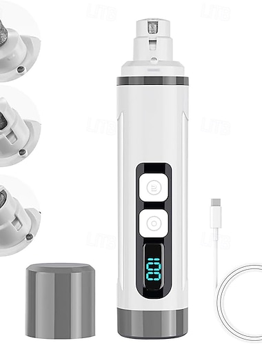  szlifierka do pazurów dla psa cicha, pies &szlifierka do pazurów kota z diodą LED &wyświetlacz baterii - bezbolesny trymer do pazurów dla małych i dużych zwierząt, grubych pazurów i wrażliwych łap