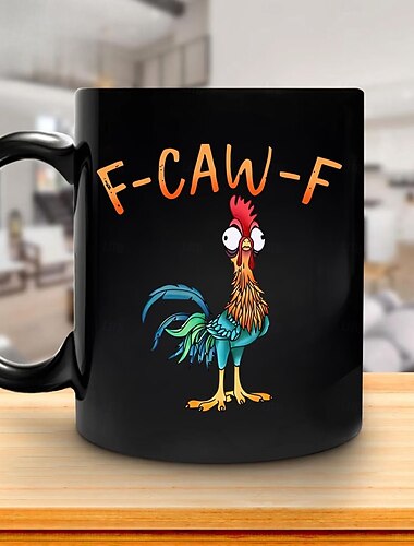  f-caw-f 面白い鶏のマグカップ、ユーモラスな雄鶏のコーヒーカップ、ギャグ、友達へのクリスマスプレゼント &家族向けの陶器製ティーマグカップ、オフィス、キッチン、誕生日、クリスマス、または面白いギフトのアイデア