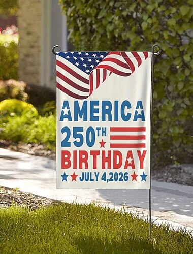  علم حديقة الذكرى السنوية الـ 250 للولايات المتحدة الأمريكية 1776-2026، لافتة عيد ميلاد وطنية أمريكية خارجية للفناء أو الحديقة أو الشرفة أو ديكور يوم الاستقلال