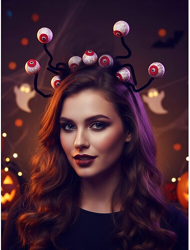  Halloween-oogbalhoofdband voor dames met 3D-nieuwigheidsontwerp, griezelig kostuumhaaraccessoire voor feesten, cosplay en trick-or-treat