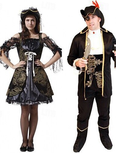 Pirata Halloween Vestito Costume di fantasia Costumi per Coppie Horror Spaventoso Cosplay Adulti Per donna Halloween Carnevale Performance Feste Costumi di Halloween facili Vestirsi