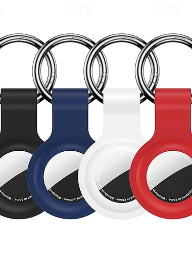 Lot de 4 étuis porte-clés en silicone compatibles avec Apple Airtag, étuis, porte-clés, étuis ...