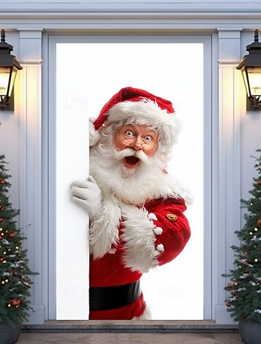  Weihnachts Türvorhang Lustiger Lauernder Weihnachtsmann Gesicht Türvorhang Festliches 2025 Weihnachtseingang Banner für Feiertags Party Innen Außen Eingang Dekoration