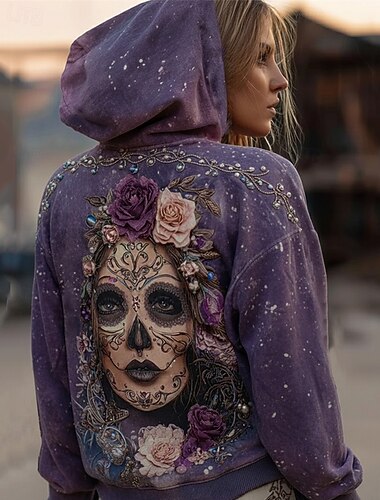  Γυναικεία Pullover Με Κουκούλα Φλοράλ Μοντέρνα Κομψό στυλ street Καθημερινό Μακρυμάνικο Με Κουκούλα Κανονικά μπλουζάκια Καθημερινή Ένδυση Causal Αθλητικά Κορδόνι Τσέπη Στάμπα Βυσσινί Άνοιξη Φθινόπωρο