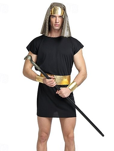  Ancient Egypt egyptian Fancy Costume Chiton Pharaoh God Fancy Dress Men's Fantasy Halloween Carnival Performance Adults Leotard / Onesie Belt Headband