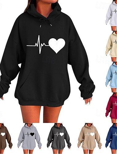  Dam Lounge-hoodie Fleece-tröja Med fickor Långärmad Överdelar Fritids- Grafisk Varm Gym Löpning Kondition Sportkläder Sportkläder Svart Vit Röd