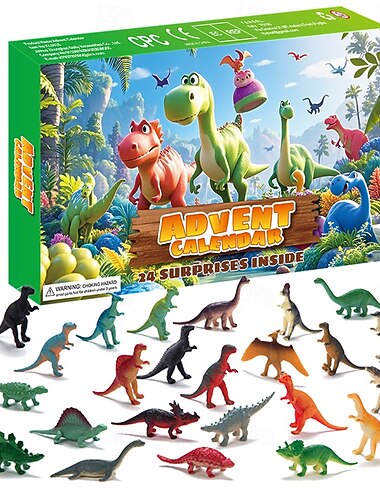  Adventskalender Fyllstoffer 2025 Ideelle Julegaver Gutter Jenter Småbarn Tenåringer 24 Dager Dinosaur Leketøy Nedtellingskalender Juleoverraskelsesleketøysett med Ulike Dino Figurer