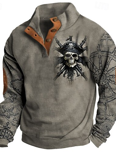  בגדי ריקוד גברים מפה לְעַגֵן גוגולות טרנינג חולצות טריקו שרוול ארוך טרֵנִינג הנלי הדפסה גרפית חגים ליציאה פֶסטִיבָל אבזם דפוס סתיו חורף