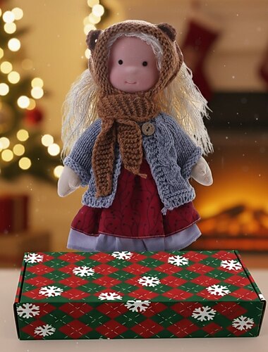  Håndlaget waldorfdukke til babyjente med koselige klær - 11,8 tommers myk plysjdukke med gaveeske for småbarn, ideell julegave til jenter og barn