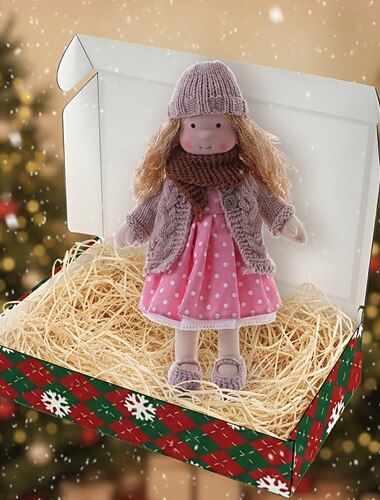  Håndlaget waldorfdukke til babyjente med koselige klær - 11,8 tommers myk plysjdukke med gaveeske for småbarn, ideell julegave til jenter og barn