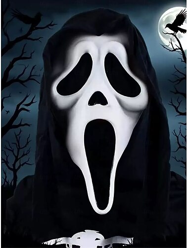  Unisex-lateksihaamu-kasvonaamio hupulla, kauhu-pelottava pukuasuste halloween-juhliin ja naamiaisiin