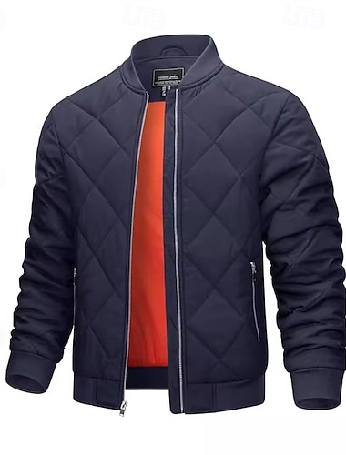  Per uomo Cappotto Invernale Giacca trapuntata Parka Tasca Poliestere Tasca Vacanza Abbigliamento quotidiano Data Regolare Moda Casual Confortevole Calore Termico Autunno Inverno Colore Solido / Tinta