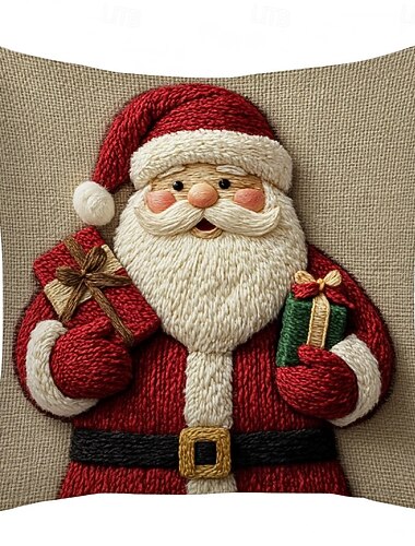  Juleserie 4 stk/1 stk putetrekk, dekorativt putetrekk til sofa, stue og festlig hjemdekor, 2D flatt trykk