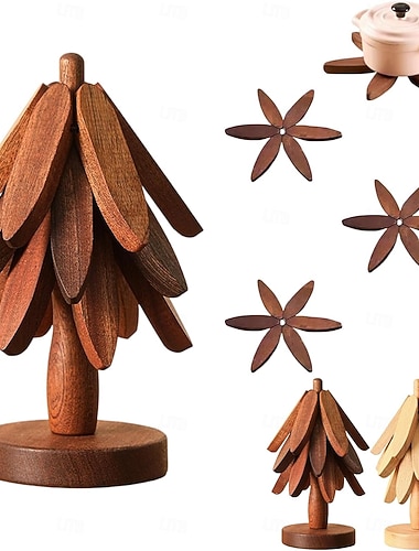 sada přírodních trojnožek na stromeček, 3/4/5 dřevěných trojnožek &1 stojan jako vánoční stromeček, přírodní skládací kuchyňské podložky na hrnce, pánve, misky &čajové konvice   sada přírodních trojnožek na stromeček, 3/4/5 dřevěných trojnožek &1 stojan jako vánoční stromeček, přírodní skládací kuchyňské podložky na hrnce, pánve, misky &čajové konvice