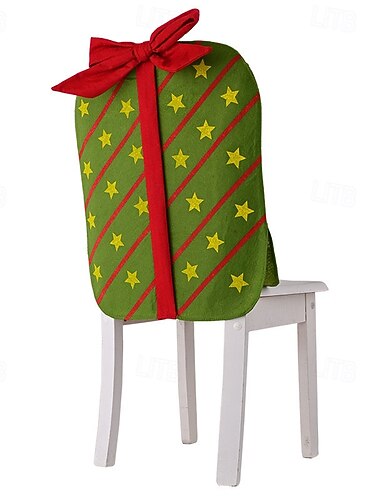  Nuevas fundas para sillas navideñas, fundas para sillas con forma de caja de regalo festiva para decoración navideña, fundas para sillas de comedor para fiestas navideñas y decoración del hogar.