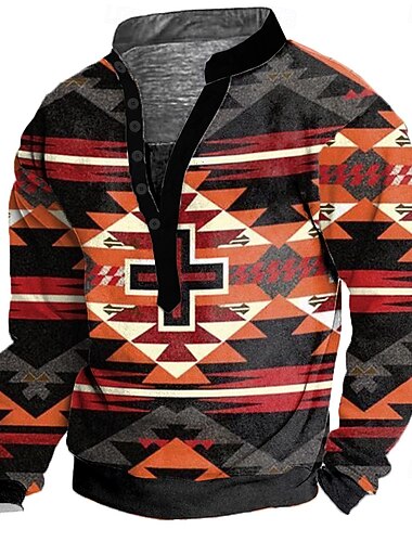  Ανδρικά Αζτέκων Πουλόβερ Etnic Vintage ρετρό Μακρυμάνικο Ζιβάγκο Δώρο Ταξίδια Streetwear Κίτρινο Θαλασσί Πορτοκαλί Μπροστινό κουμπί Φθινόπωρο Χειμώνας Σχεδιαστής Τ M L XL XXL XXXL