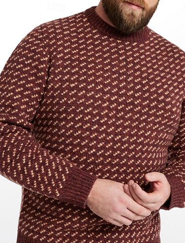  Homens Gráfico Suéter Fair Isle Pulôver suéter Roupa de Malha Crewneck Casual Férias Diário Impressão 3D Mantenha Quente Manga Longa Primavera Outono Inverno Azul Marron