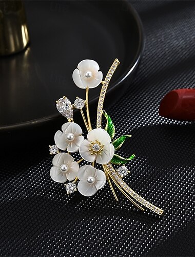  Броши Классический Ретро геометрический Цветы Элегантный стиль Мода На заказ Простой Брошь Бижутерия Белый Назначение Свадьба Для вечеринок Подарок Обручение Выпускной фестиваль