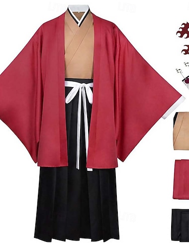  Yoriichi Tsugikuni Anime Cosplay obleky Kimono předvečer Všech svatých Karneval Vrchní deska Kalhoty Náušnice Pro Pánské Dámské Dospělé