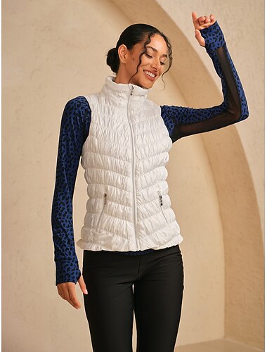  Damskie Kamizelka golfowa Czarny Biały Beżowy Bez rękawów Kamizelka Damskie stroje golfowe Odzież Stroje Noś odzież