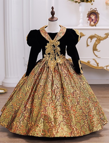  Rokoko Steampunk schick Maxi Partykostüm Zubehör Glockenärmel Prinzessin Schleife Retro Ballkleid Spitzkragen Kostüm Mädchen königlich Weihnachten Halloween Karneval Maskerade Hochzeitsfeier Festival