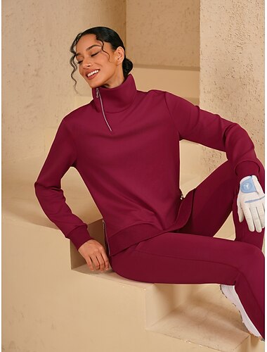  Damen Golf-Pullover Dunkelgrau Schwarz Weiß Langarm Oberteil Damen-Golfkleidung, Kleidung, Outfits, Kleidung