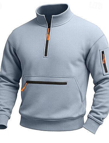  Homens Unisexo Moletom Moletom de lã Moletom com zíper Moletom Tático Preto Azul Marinha Cáqui Cinza Claro Cinzento Escuro Gola Alta Tecido Zíper Desportos e Ar livre Casual Diário Roupa de rua Legal