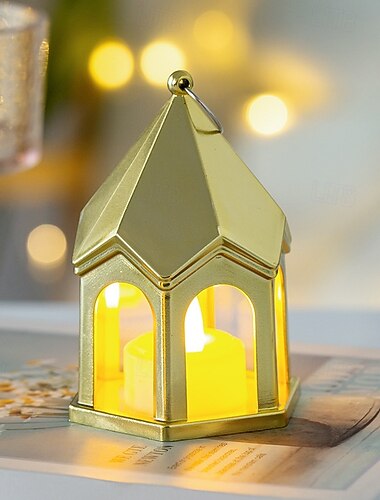  1 stk. 10,5 cm * 7,5 cm jul og halloween retro LED-stearinlys til skrivebordet ornament lys vindlys AG10 * 3 batteri