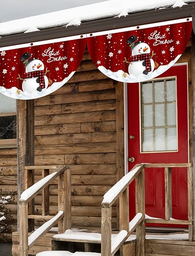  Nová vánoční venkovní vějířová vlajka, digitální tisk půlkulatý závěsný banner, kreativní sváteční dekorace na dveře