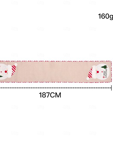  Julebordløper i jute med broderi av julenissen, flagg for spisebord til jul, julepynt til hjem, hotellrestaurant