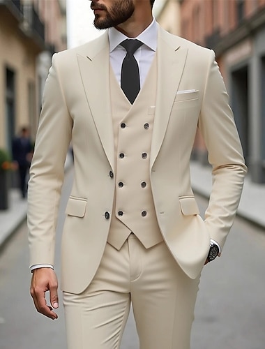 Herren Blazer + Weste + Anzughose Blazer Weste Set Geschäft Cocktailparty Hochzeitsfeier 3 Stück Mode Lässig Frühling Herbst Polyester Einfach Tasche Knöpfe Bequem Einreihig Blazer Dunkelgrau Schwarz   Herren Blazer + Weste + Anzughose Blazer Weste Set Geschäft Cocktailparty Hochzeitsfeier 3 Stück Mode Lässig Frühling Herbst Polyester Einfach Tasche Knöpfe Bequem Einreihig Blazer Dunkelgrau Schwarz