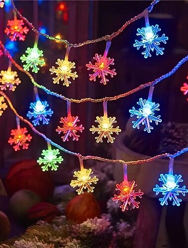  Guirlande lumineuse de Noël flocon de neige 10 m 80 LED alimentée par batterie étoiles guirlandes lumineuses Noël Nouvel An mariage fête d'anniversaire maison chambre terrasse mur intérieur extérieur