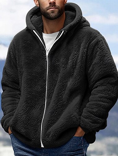  Herr Huvtröja Huvtröja med dragkedja Fleece-jacka Svart Rodnande Rosa Armégrön Marinblå Marinblå Huva Slät Ficka Sport & Utomhus Dagligen Helgdag Polyester Streetwear Grundläggande Ledigt Höst Vinter